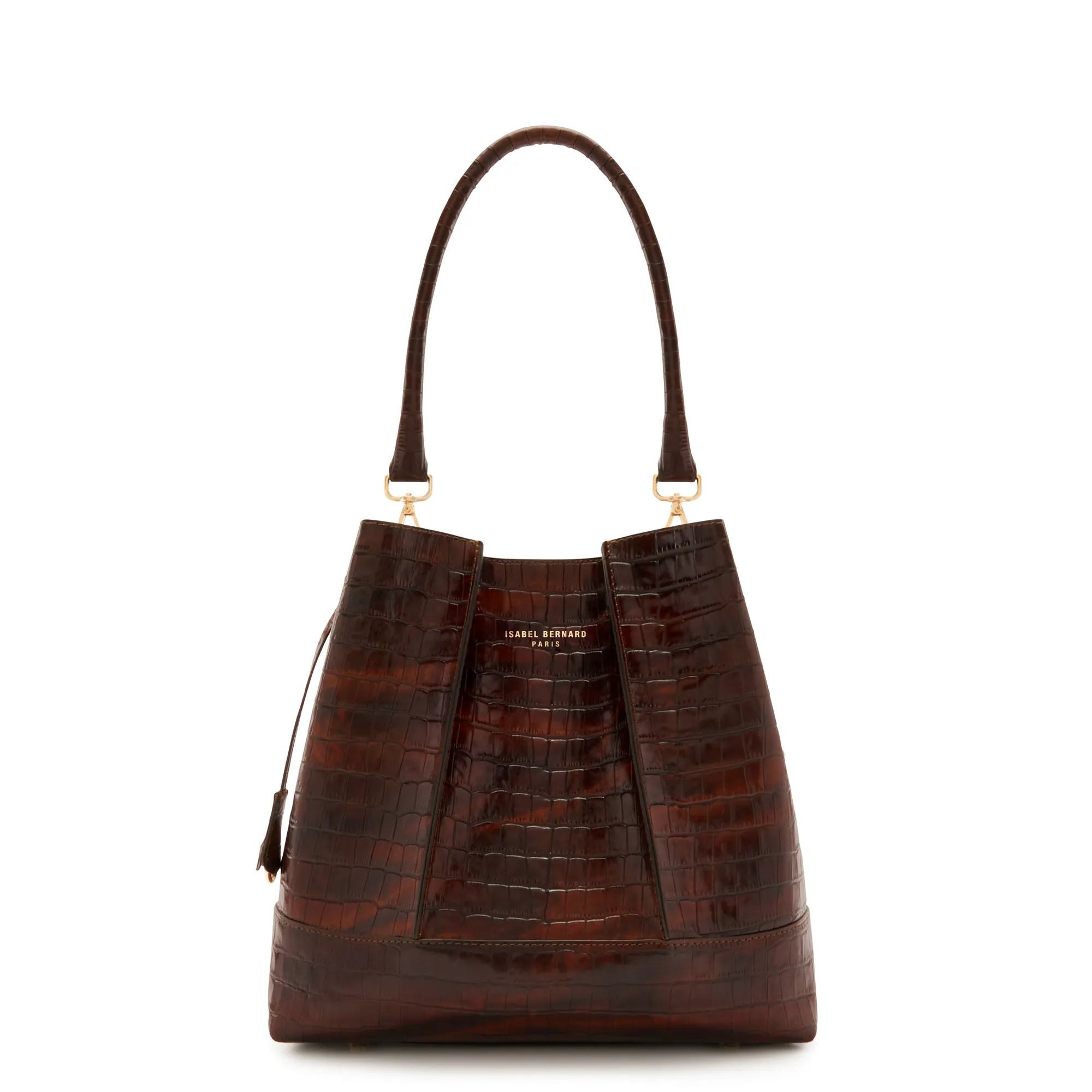 Femme Forte Macie croco brown calfskin leather handbag