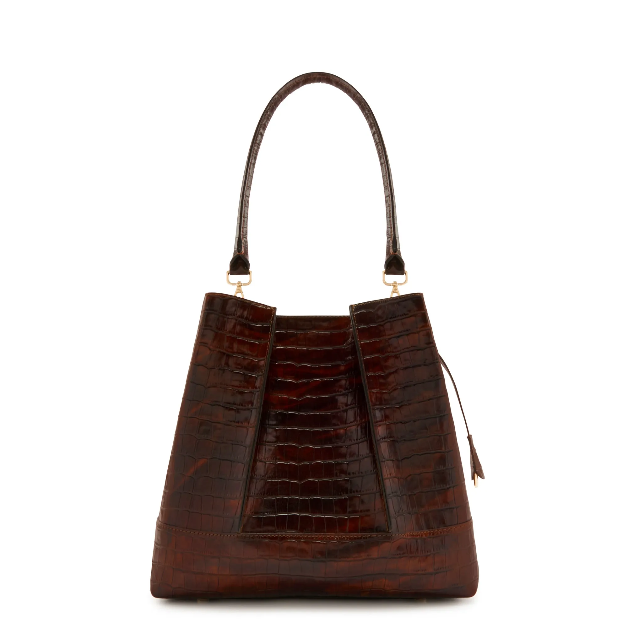 Femme Forte Macie croco brown calfskin leather handbag