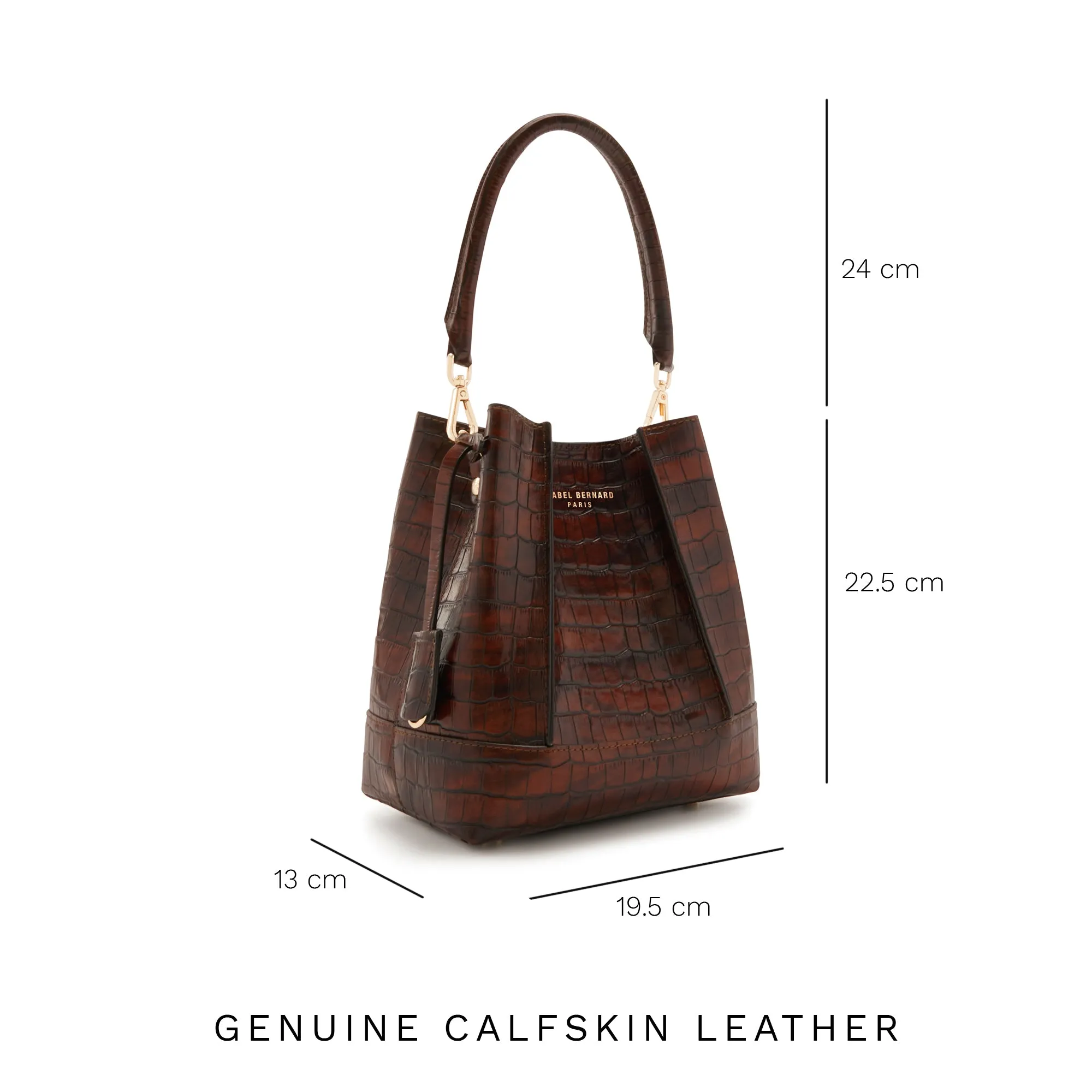 Femme Forte Minette croco brown calfskin leather handbag