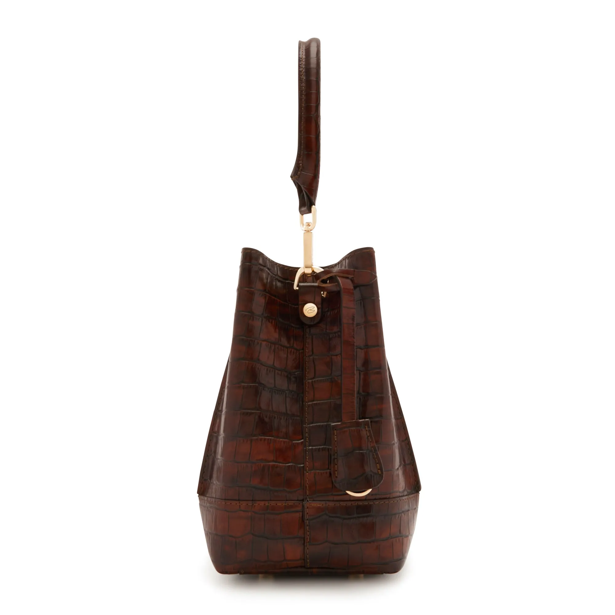 Femme Forte Minette croco brown calfskin leather handbag
