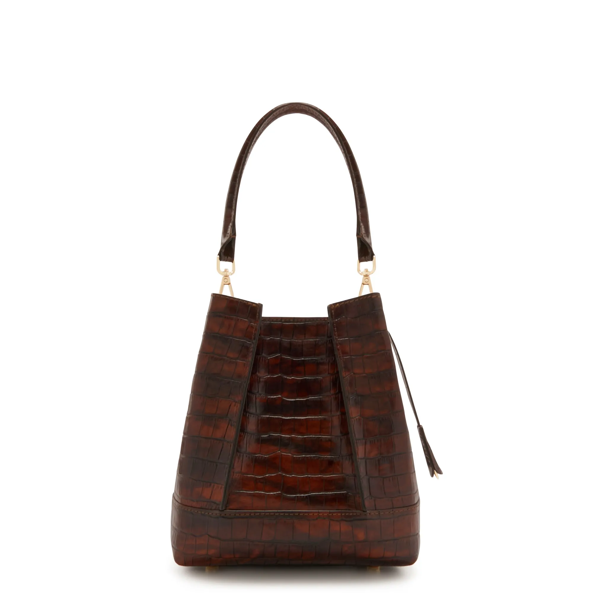 Femme Forte Minette croco brown calfskin leather handbag