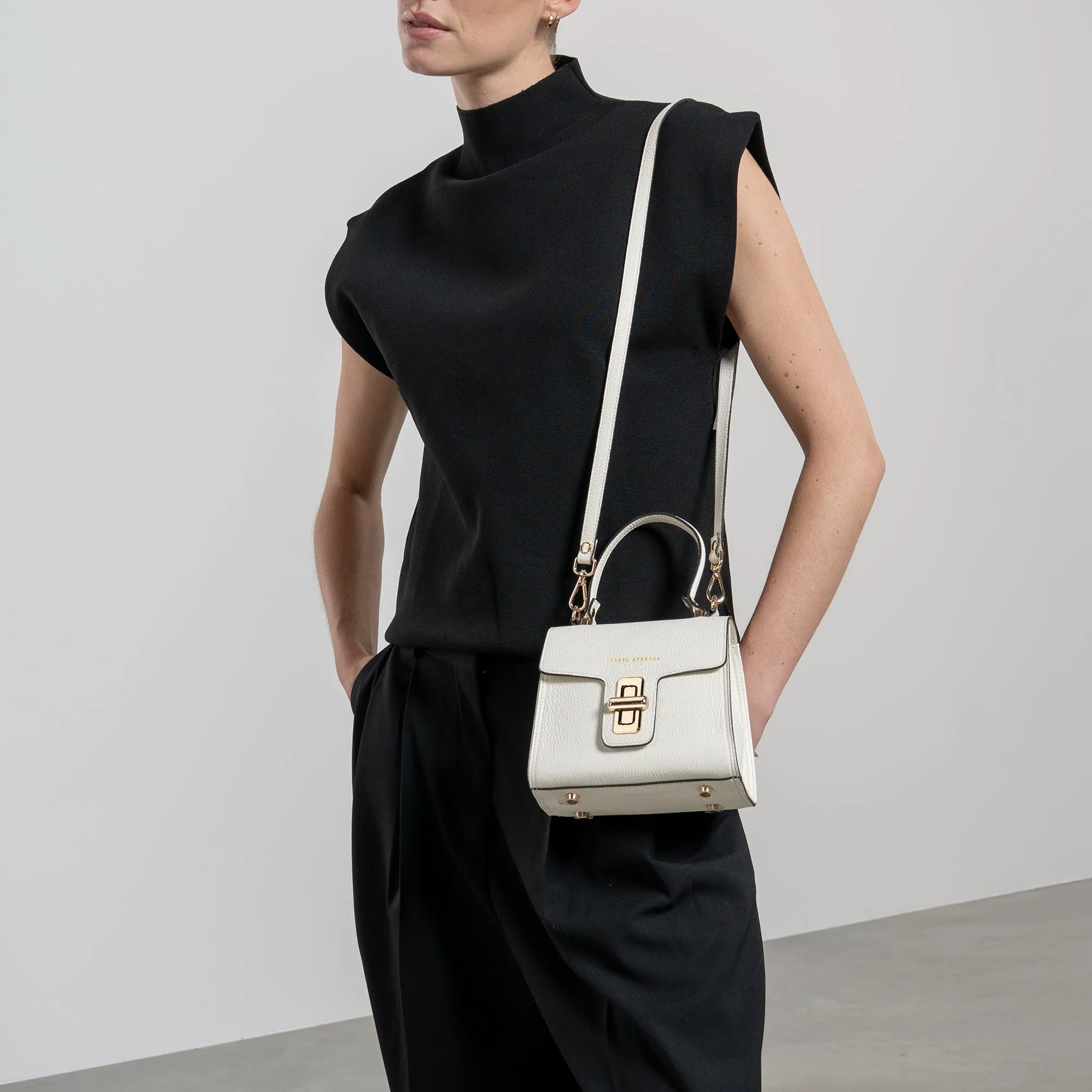 Femme Forte Simone Mini white leather handbag calfskin leather