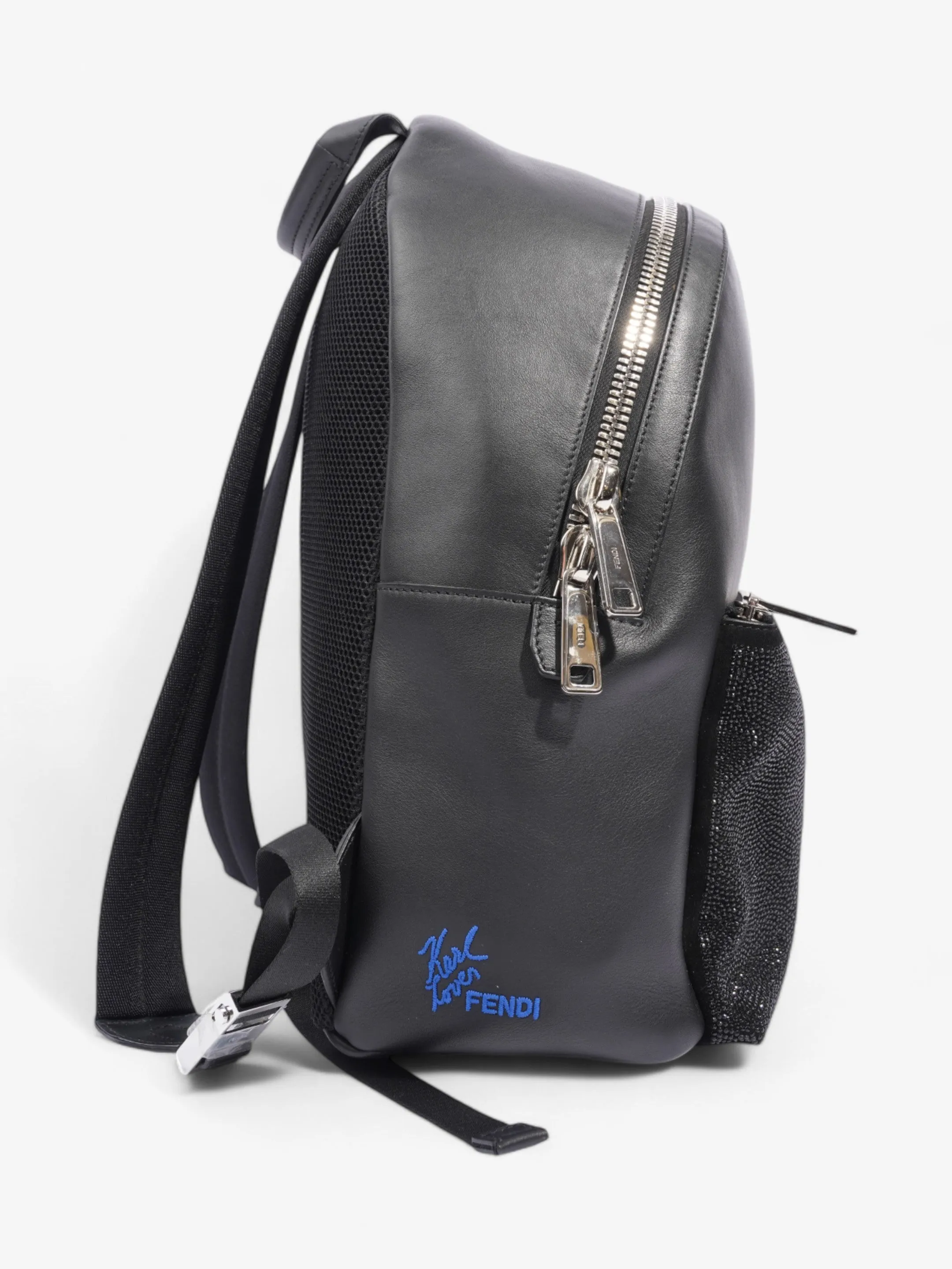Fendi Carlito Karl Lagerfeld Backpack Black Leather
