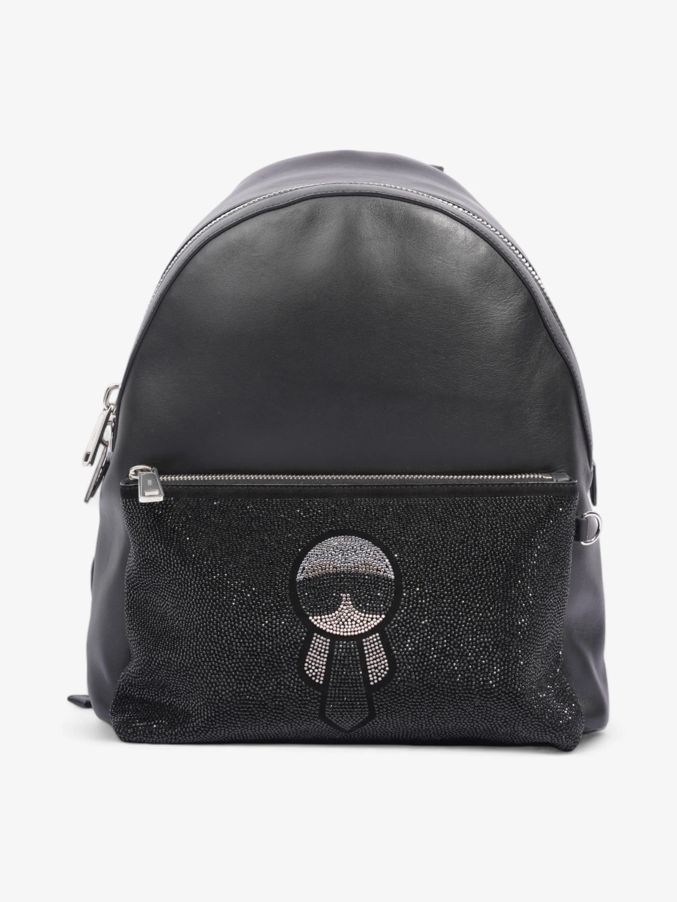 Fendi Carlito Karl Lagerfeld Backpack Black Leather