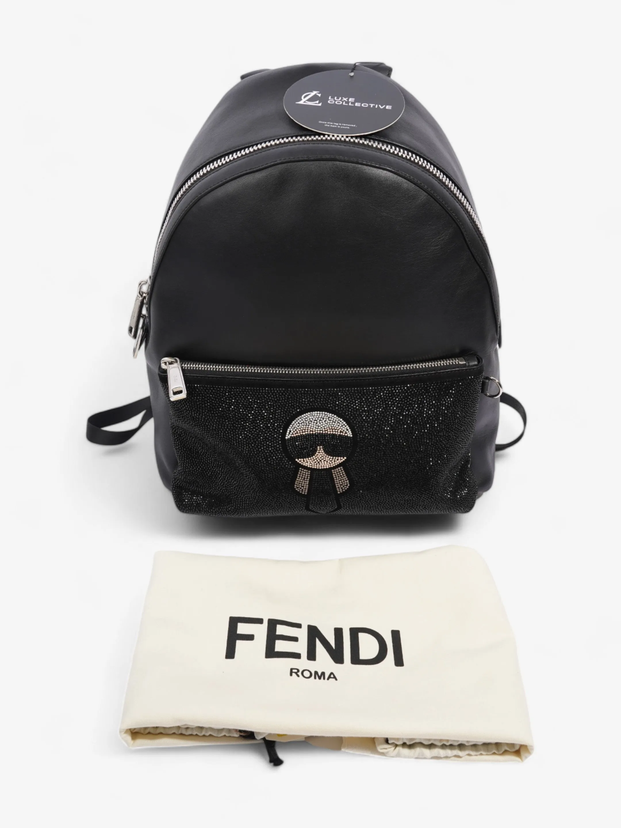 Fendi Carlito Karl Lagerfeld Backpack Black Leather