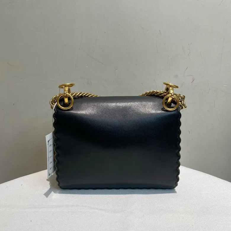 Fendi Kani S Black Leather Shoulder Bag