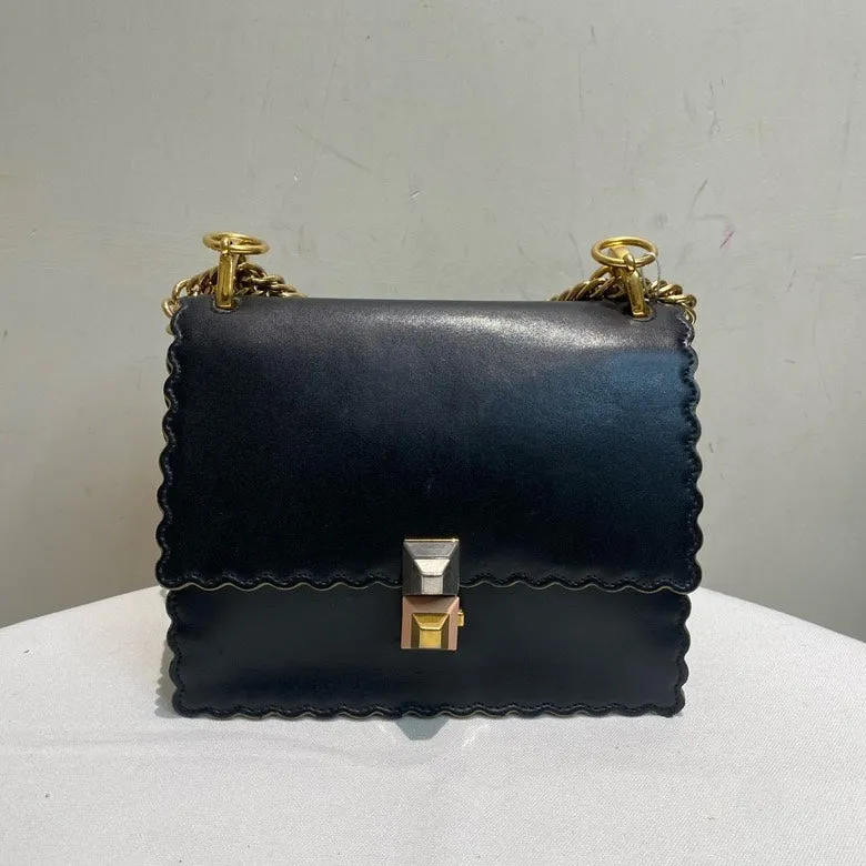 Fendi Kani S Black Leather Shoulder Bag