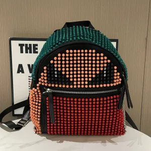 Fendi Monster Studded Nylon Backpack Multicolor Medium