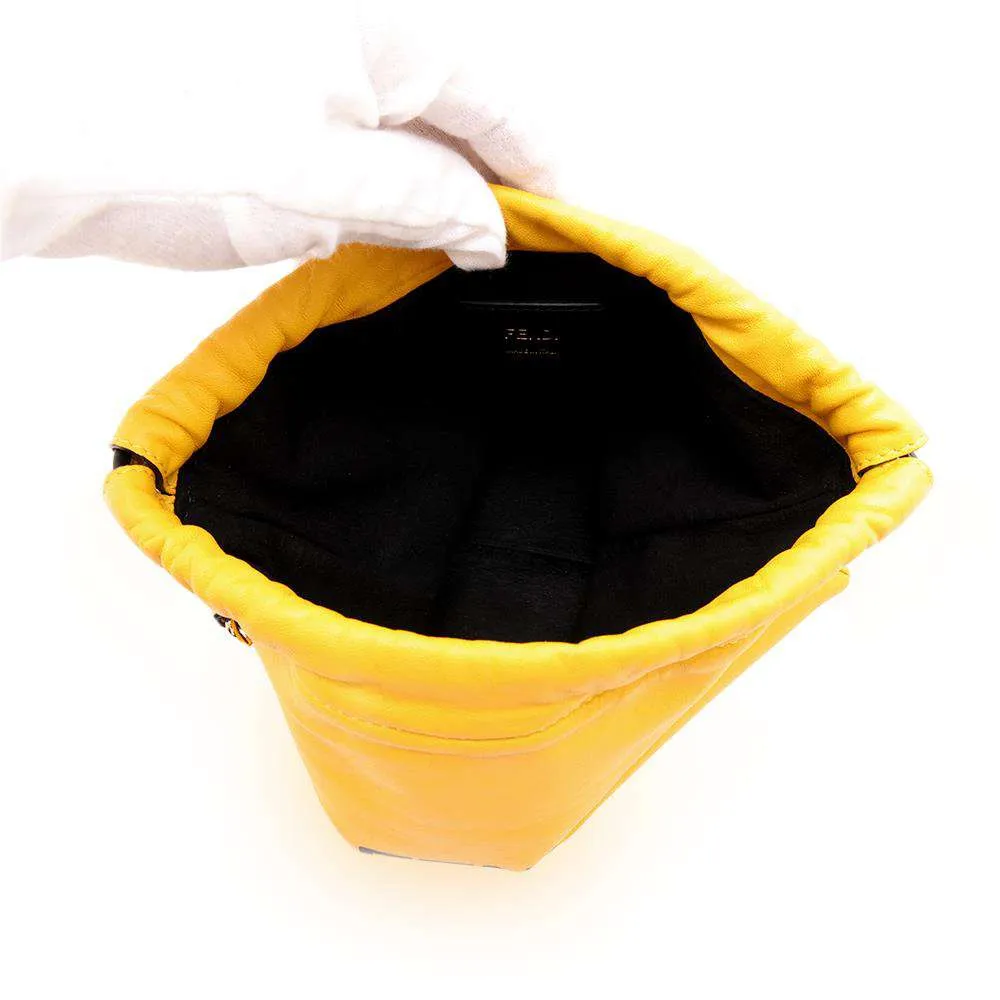 FENDI Slim Clutch Shoulder Bag Yellow7VA510 Leather