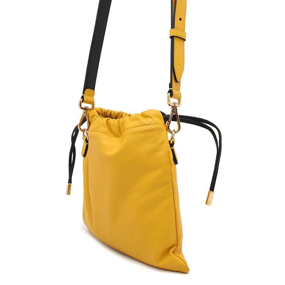 FENDI Slim Clutch Shoulder Bag Yellow7VA510 Leather