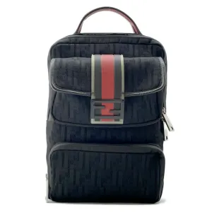 FENDI Zucca Pattern Backpack Black7VZ047 Leather Mesh