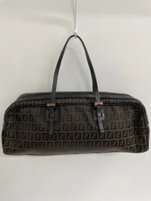 FENDI Zucchino Handbag Black Canvas Shoulder Bag