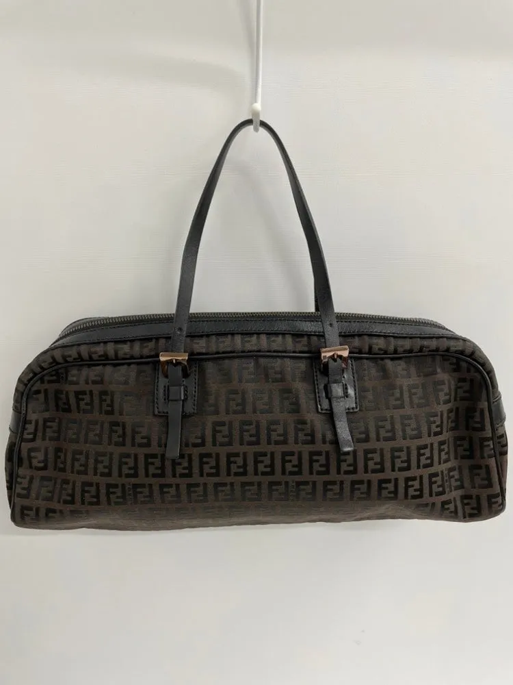 FENDI Zucchino Handbag Black Canvas Shoulder Bag