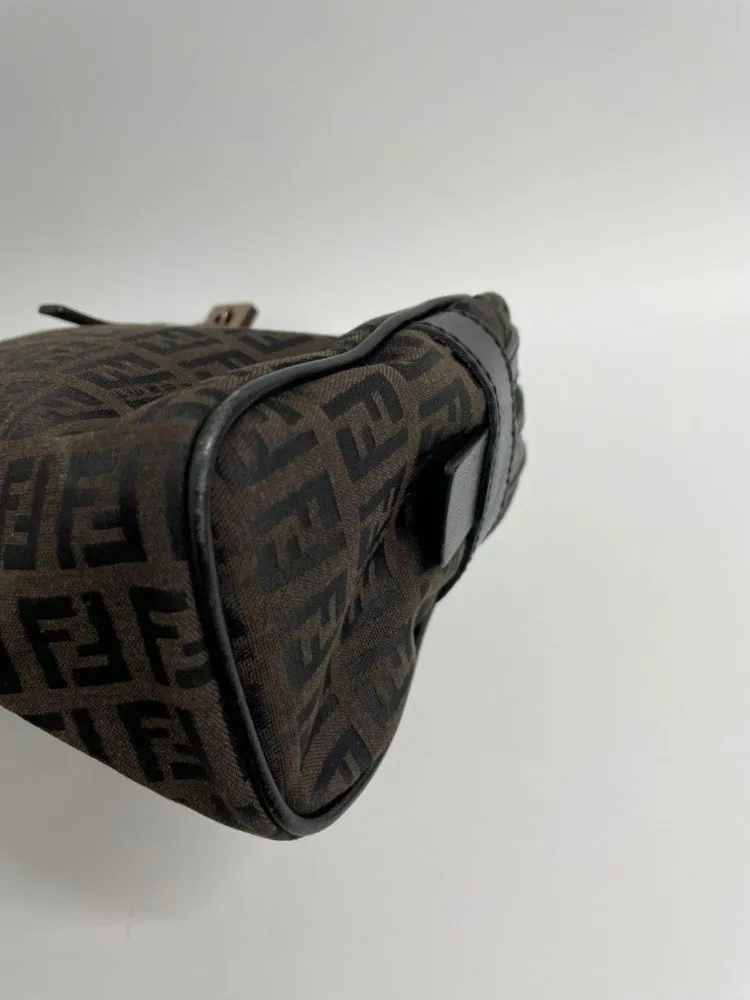FENDI Zucchino Handbag Black Canvas Shoulder Bag
