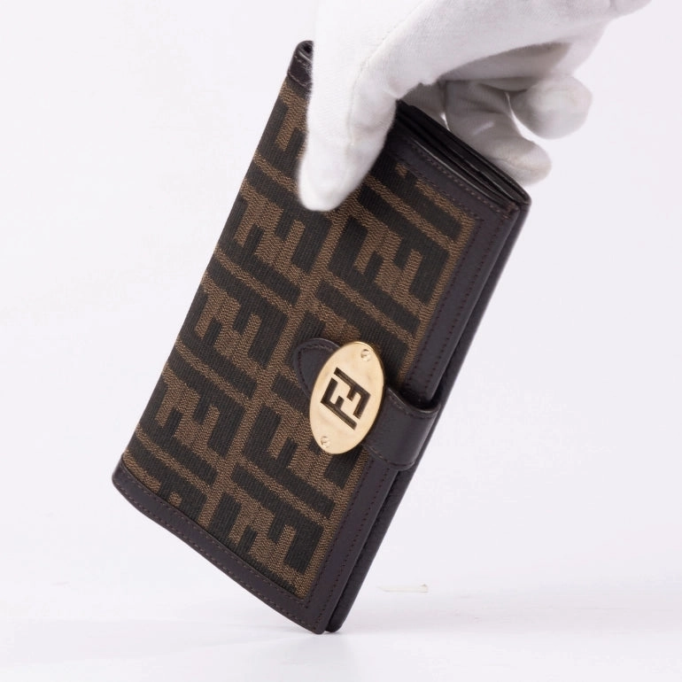 Fendi Zucca Canvas Flap Continental Wallet