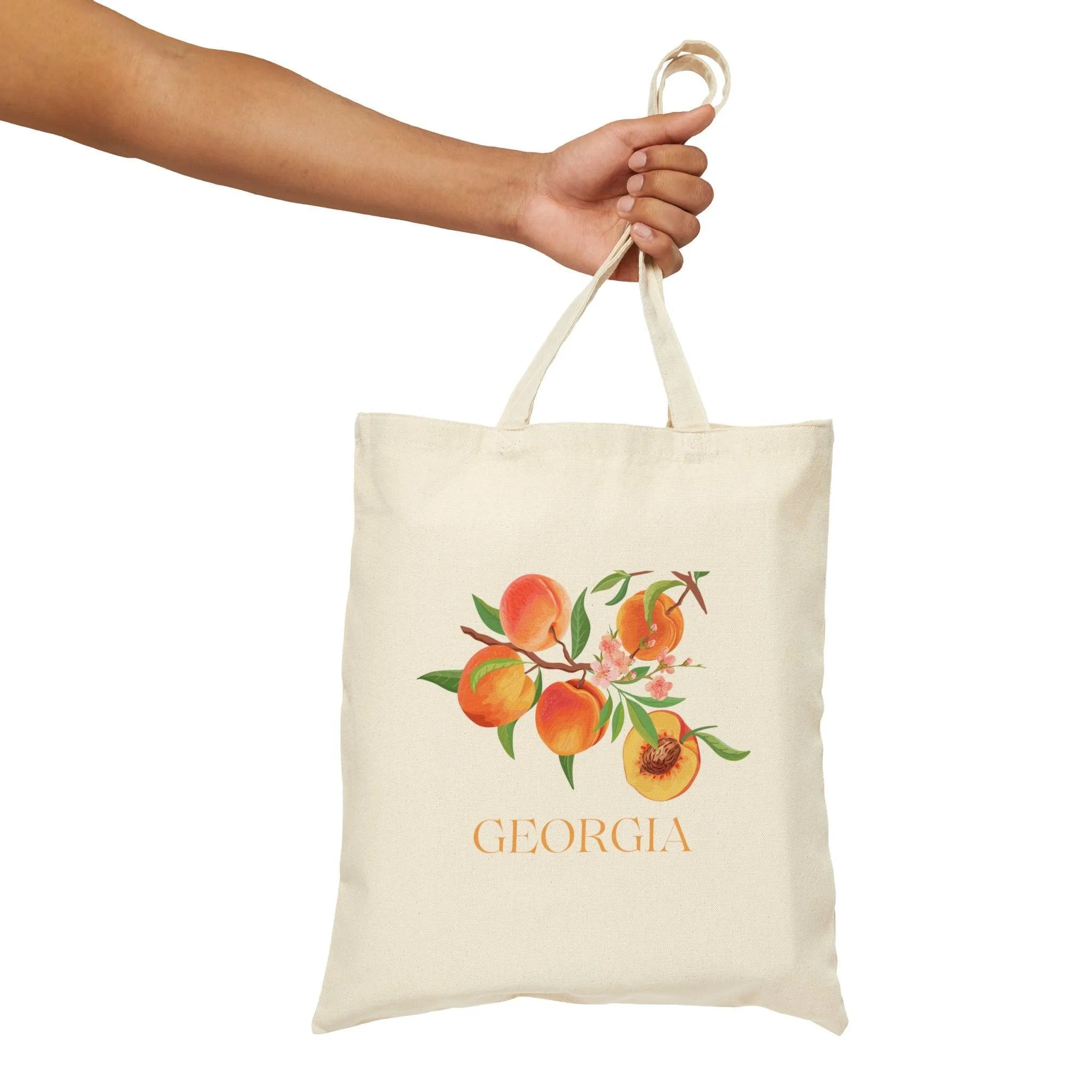 Georgia Peach Canvas Tote Bag