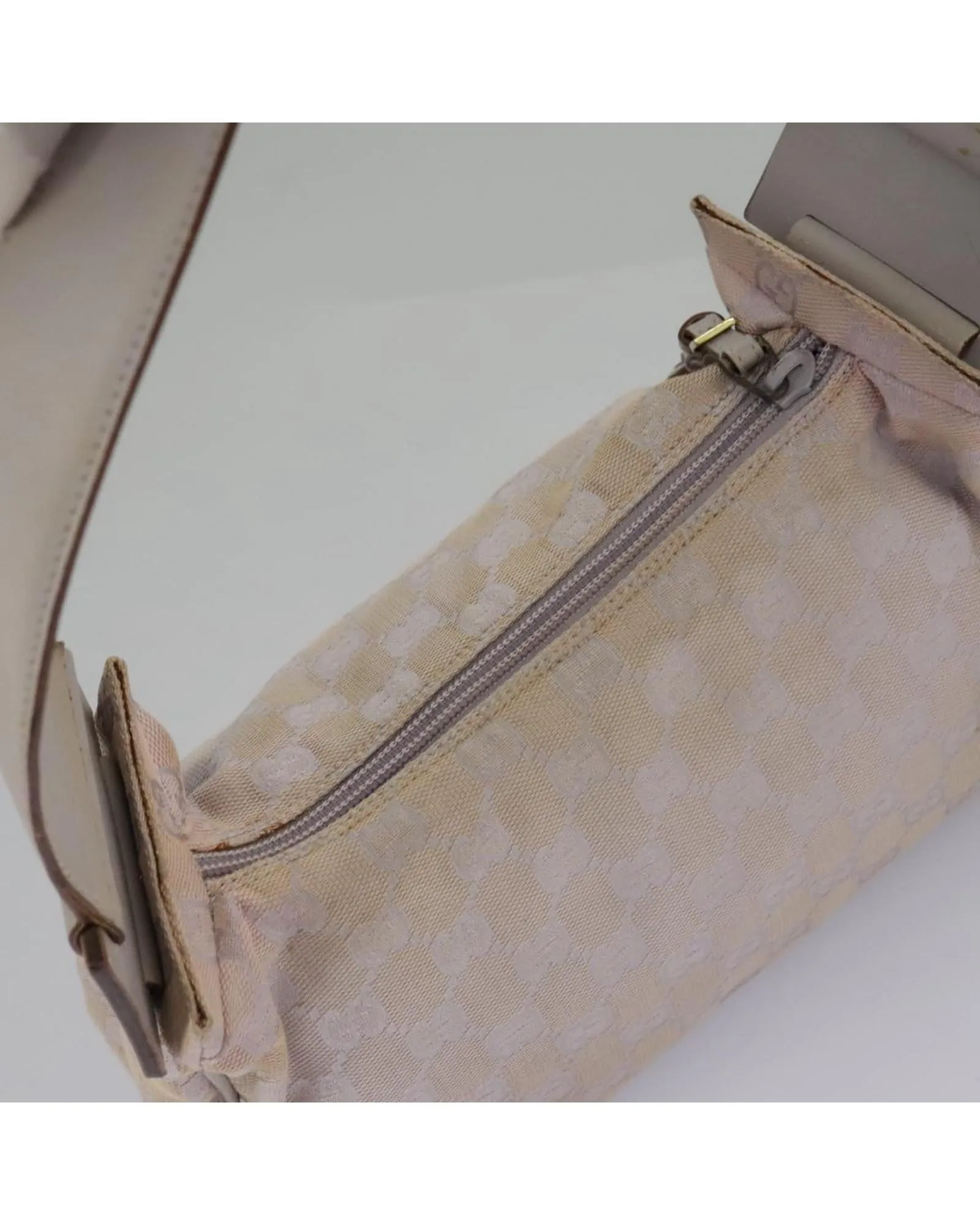 GG Canvas Shoulder Bag with Gold Accents