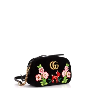 GG Marmont Shoulder Bag Matelasse Velvet with Applique Small