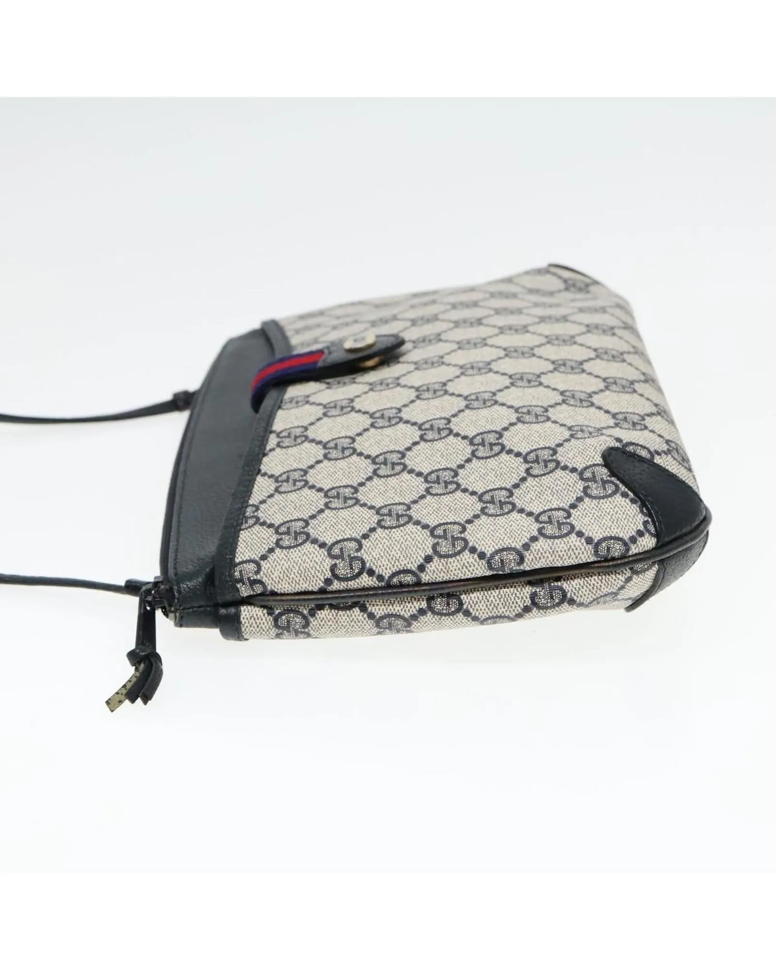GG Supreme Sherry Line Shoulder Bag with Gold and Red Accents