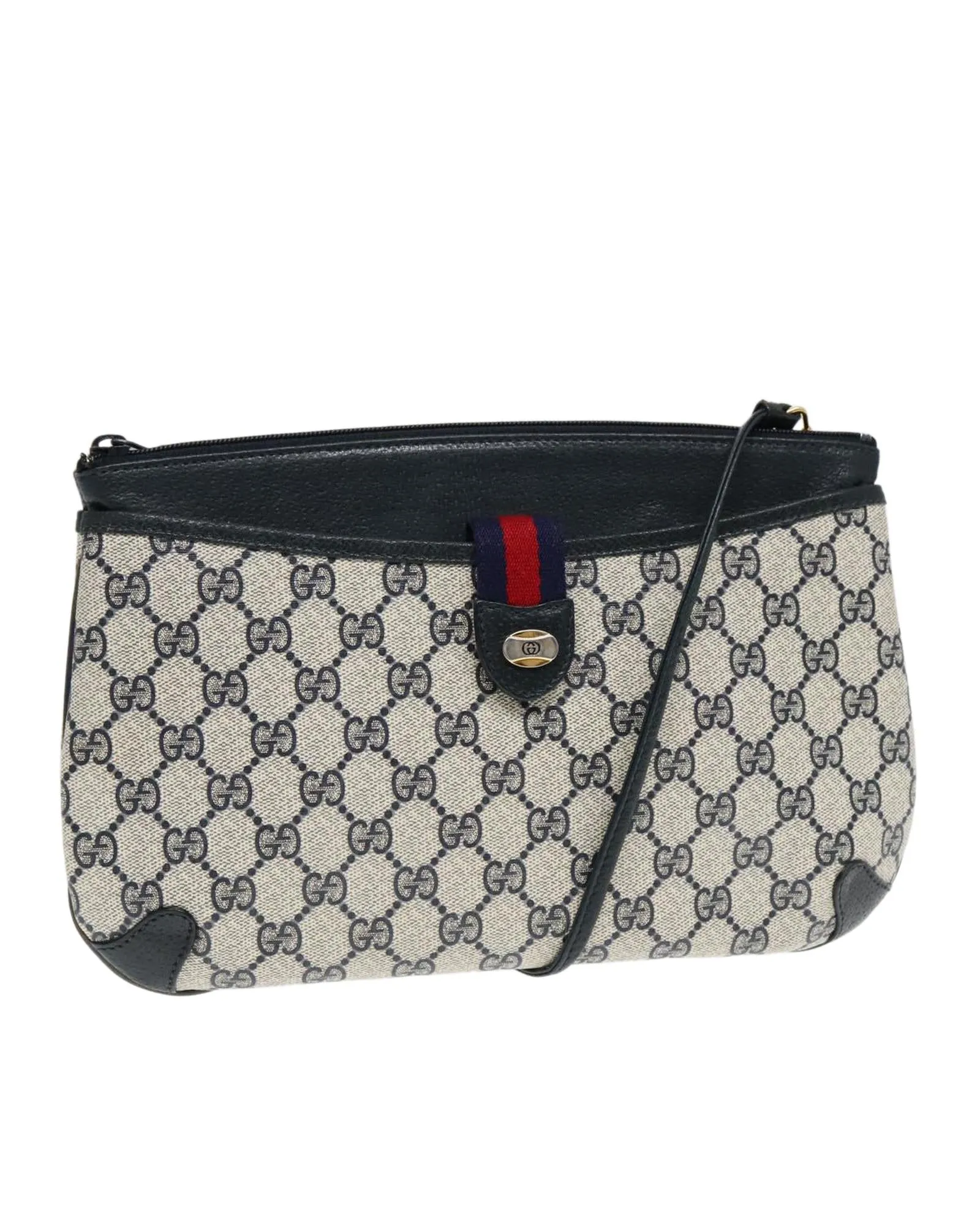 GG Supreme Sherry Line Shoulder Bag with Gold and Red Accents