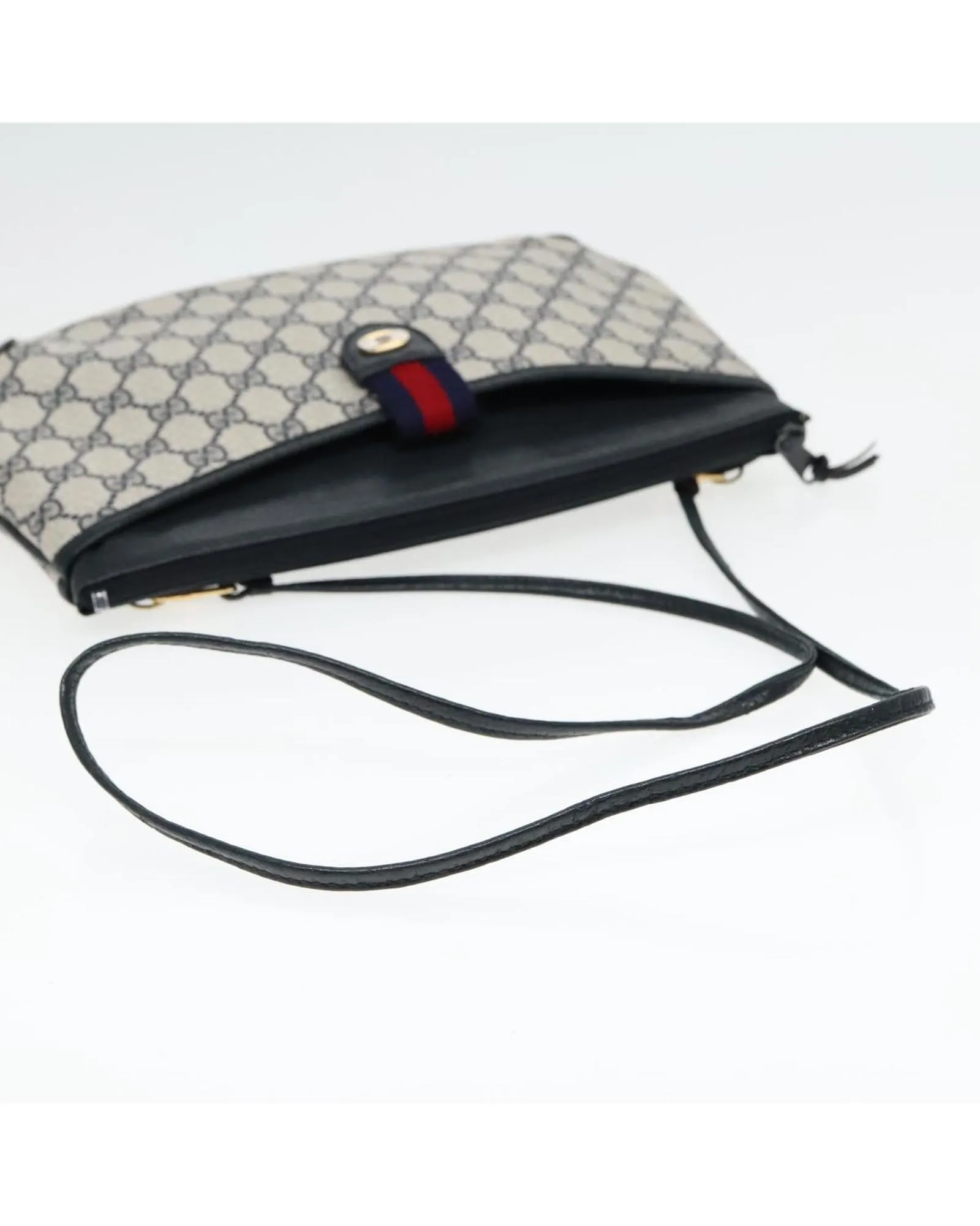 GG Supreme Sherry Line Shoulder Bag with Gold and Red Accents