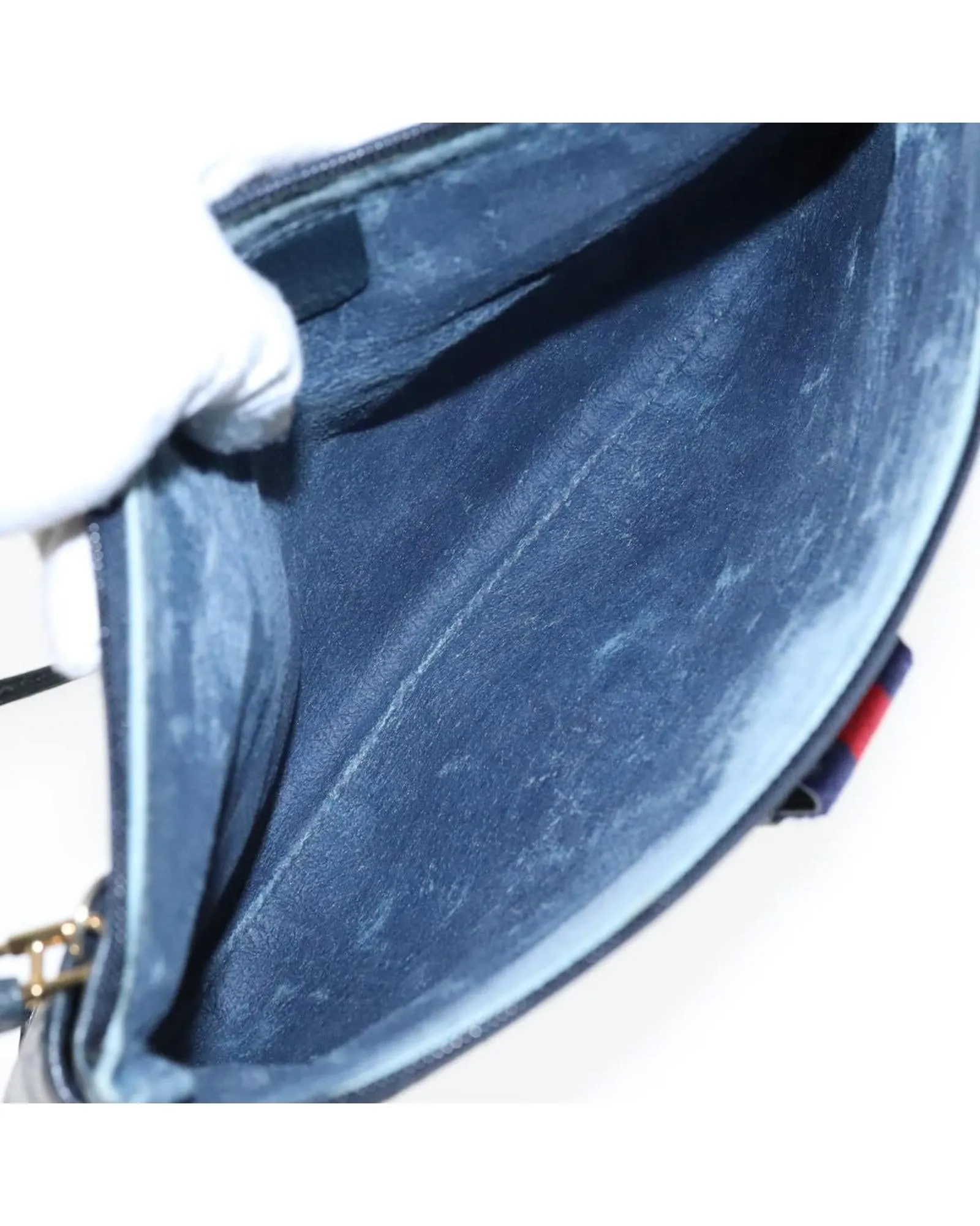 GG Supreme Sherry Line Shoulder Bag with Gold and Red Accents