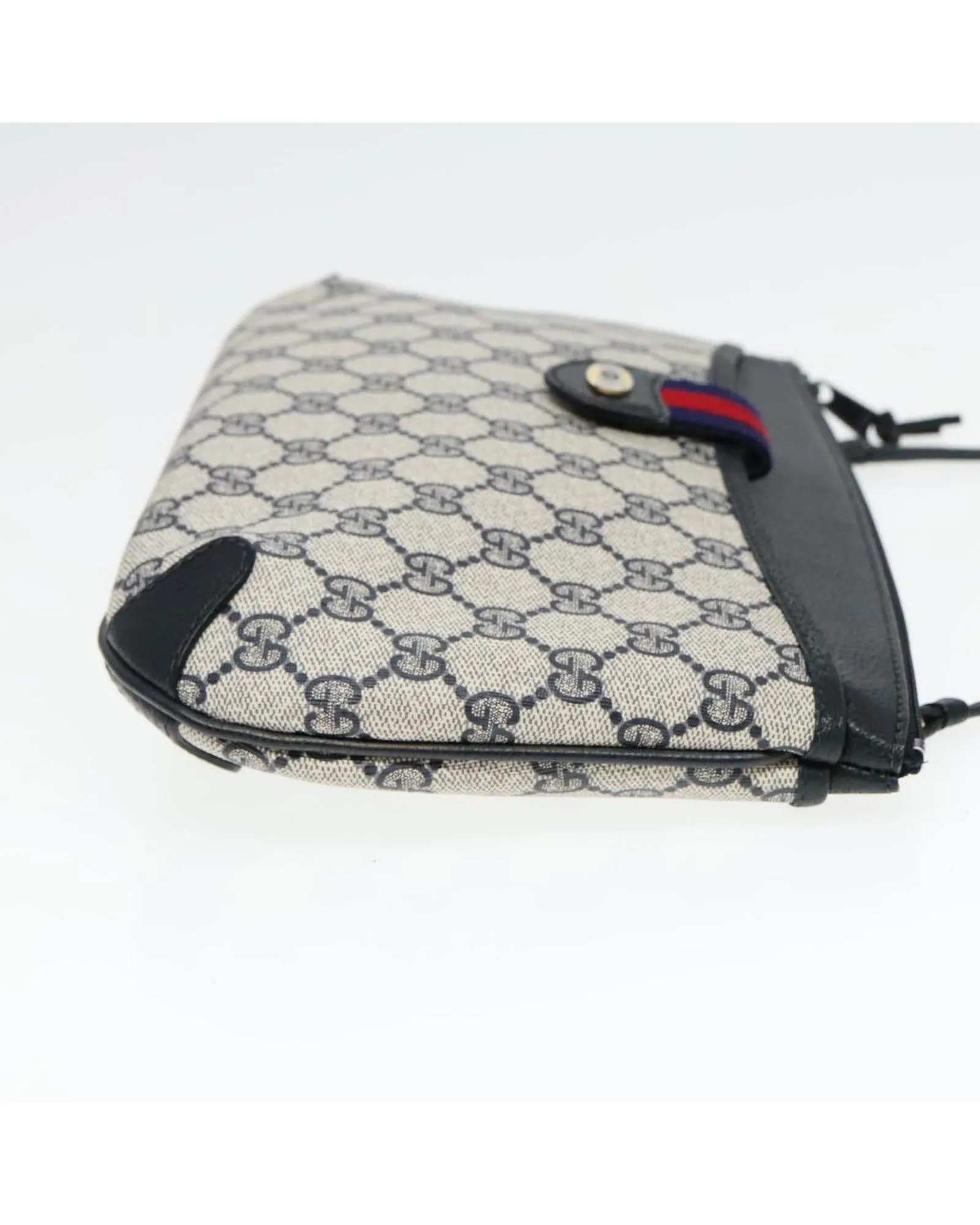 GG Supreme Sherry Line Shoulder Bag with Gold and Red Accents