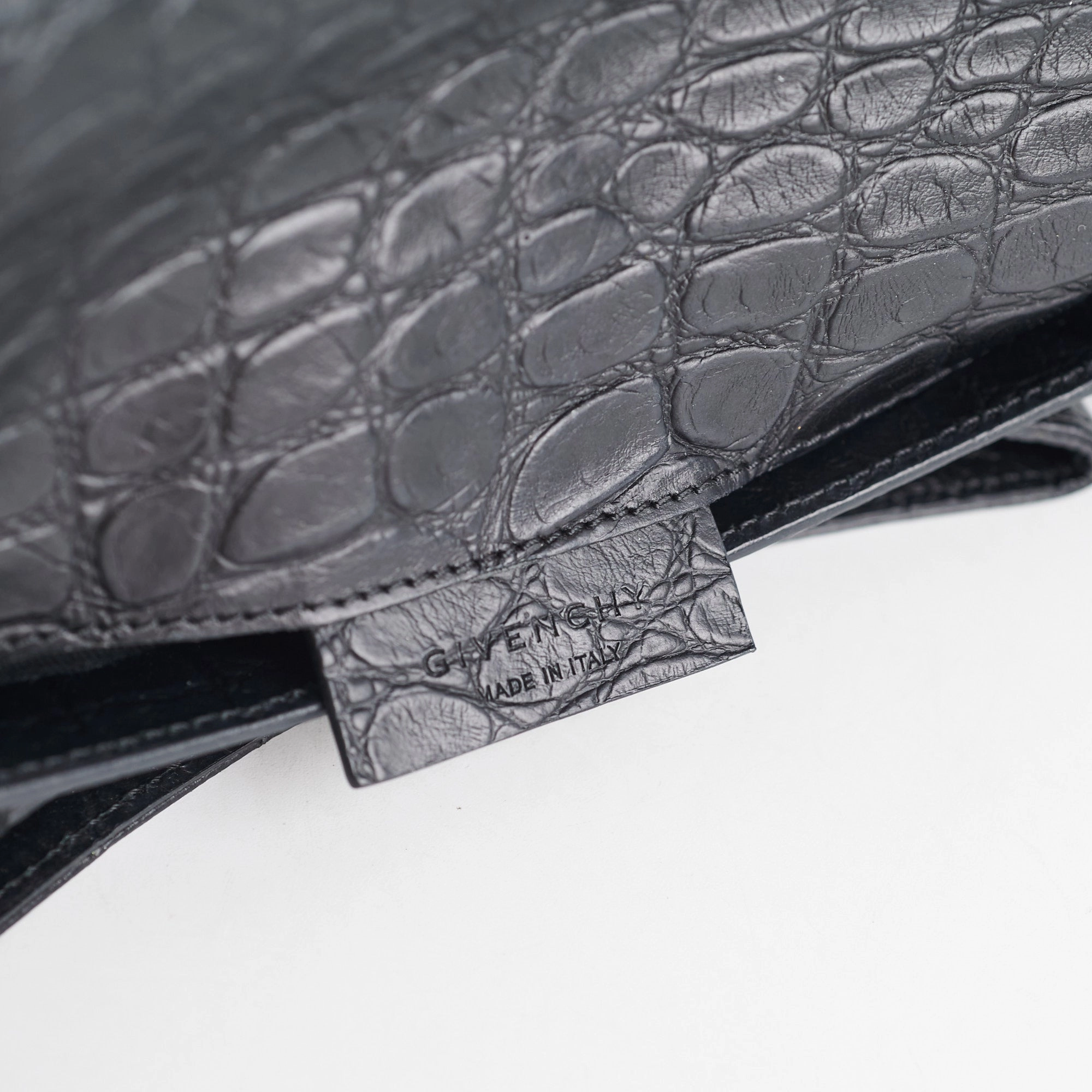 Givenchy Antigona Croc Print Envelope Clutch Black
