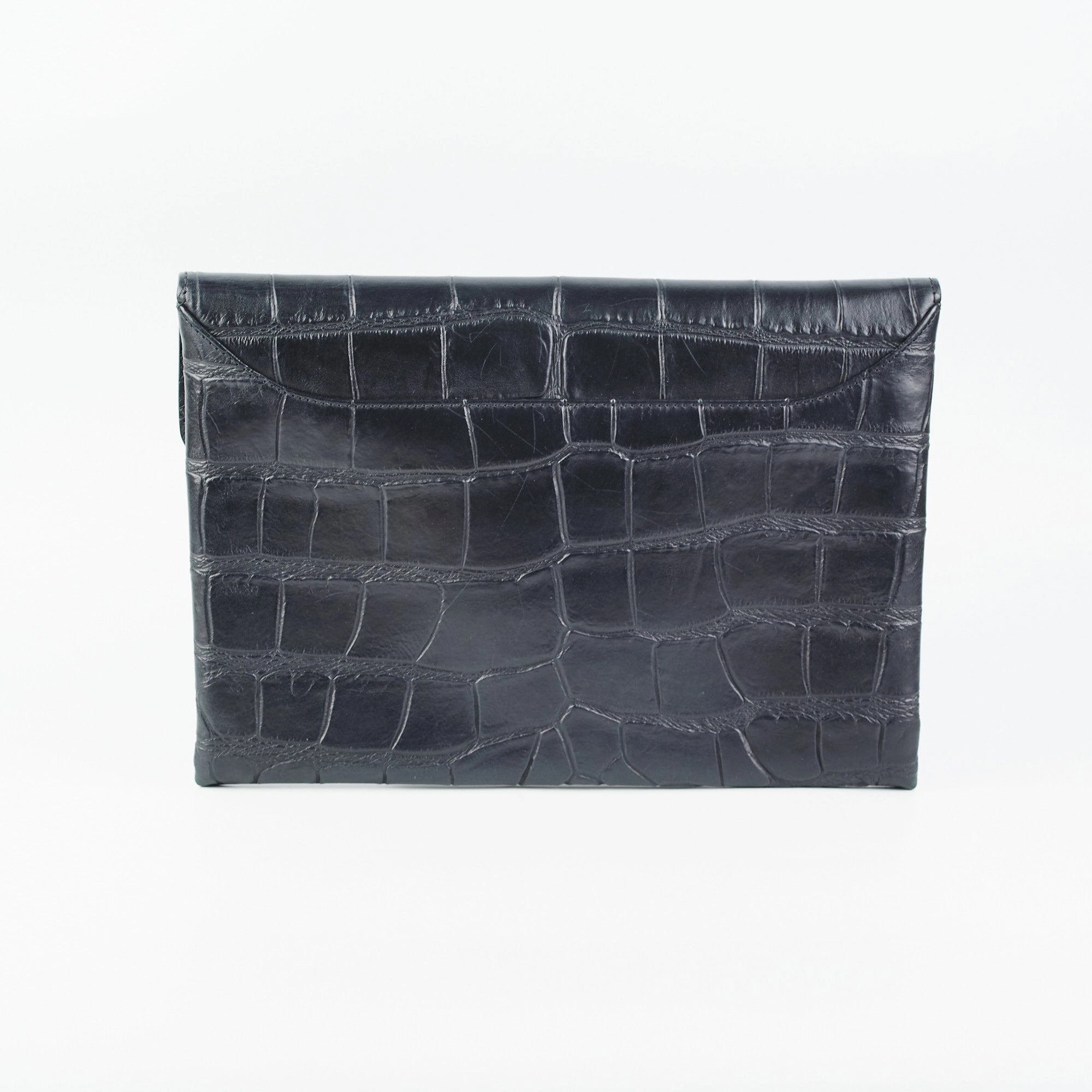 Givenchy Antigona Croc Print Envelope Clutch Black