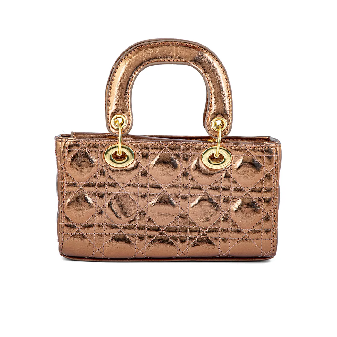 Golden Formal Hand Bag For Ladies P24130