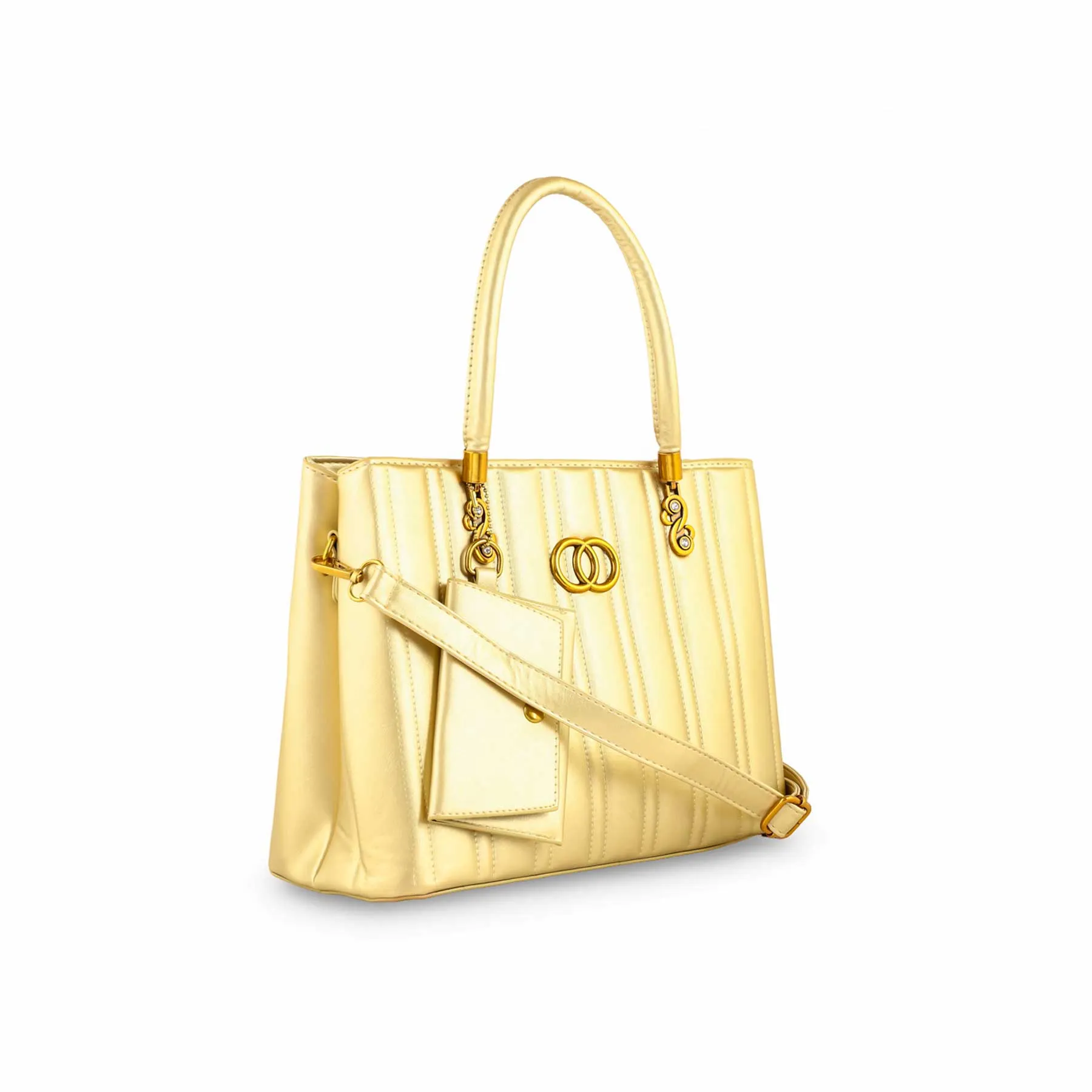 Golden Formal Hand Bag For Ladies P36152