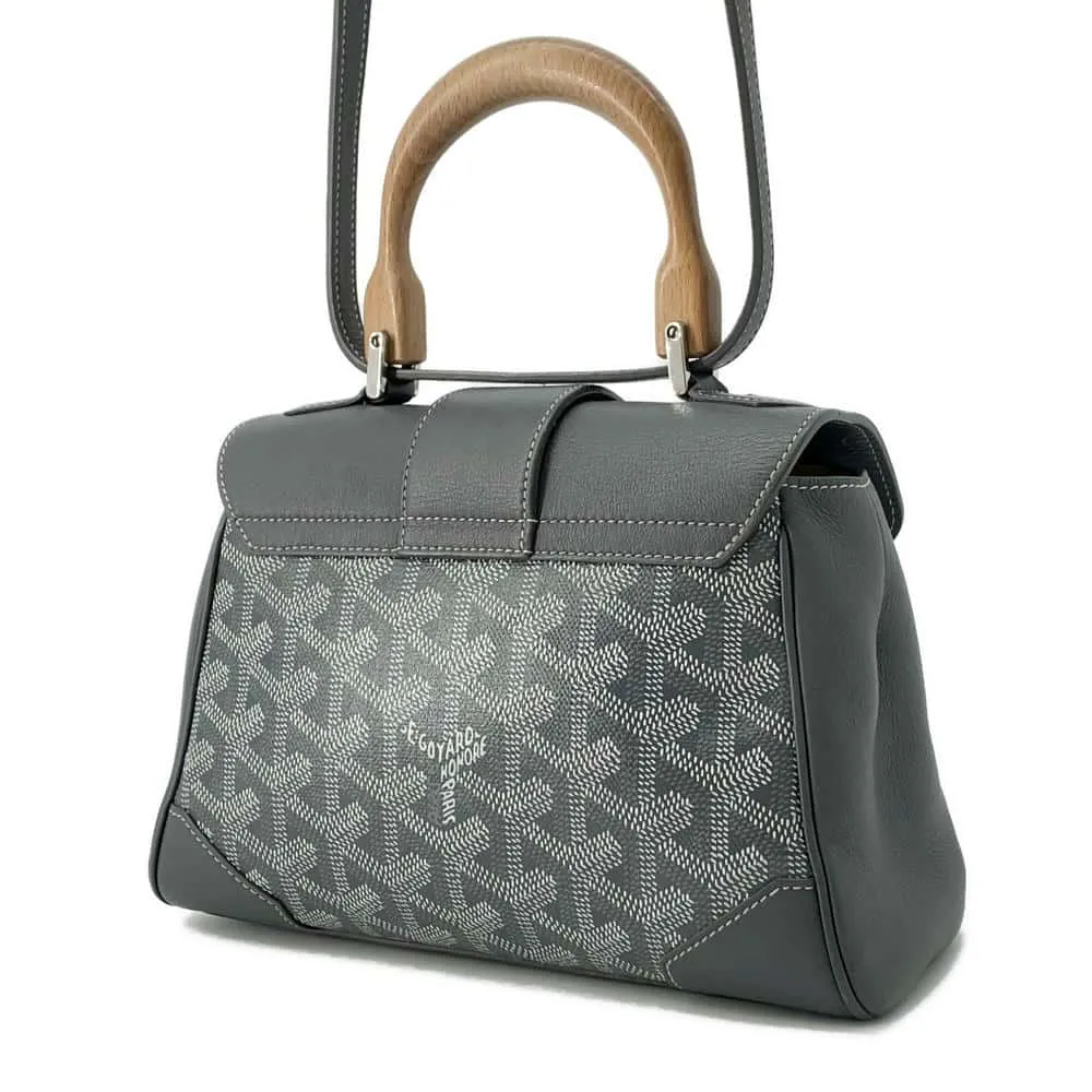 GOYARD Saigon 2way Shoulder Bag GraySAIGONMINTY51CL51P PVC Coated Canvas Leather Size Mini
