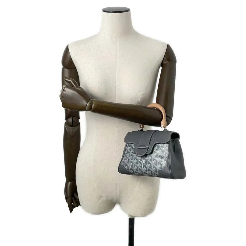 GOYARD Saigon 2way Shoulder Bag GraySAIGONMINTY51CL51P PVC Coated Canvas Leather Size Mini