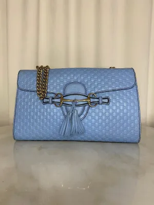 Gucci Baby Blue Microguccissima Emily Shoulder Bag