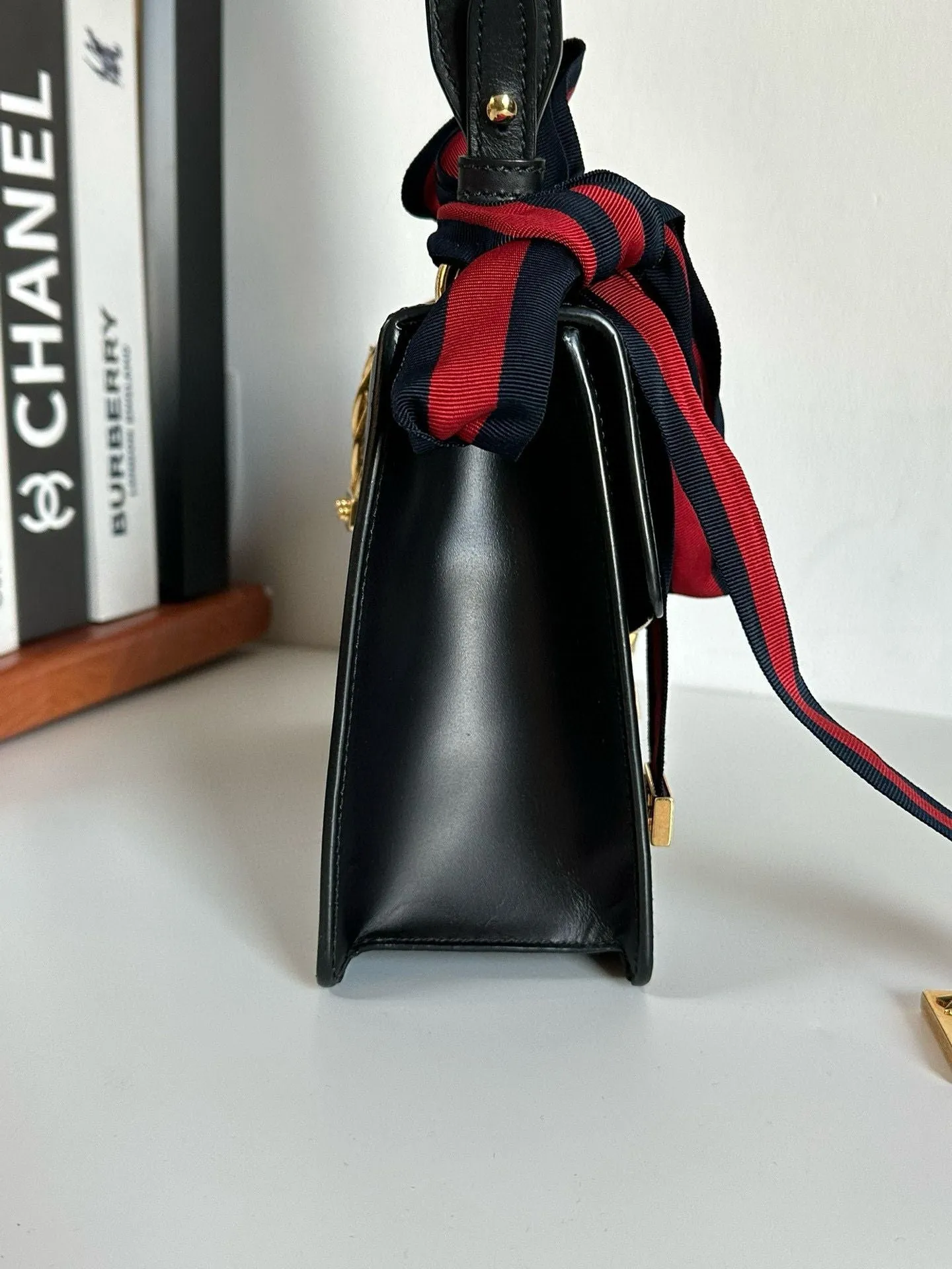 Gucci | Bags | Gucci Black Leather Small Web Sylvie Shoulder Bag #7D