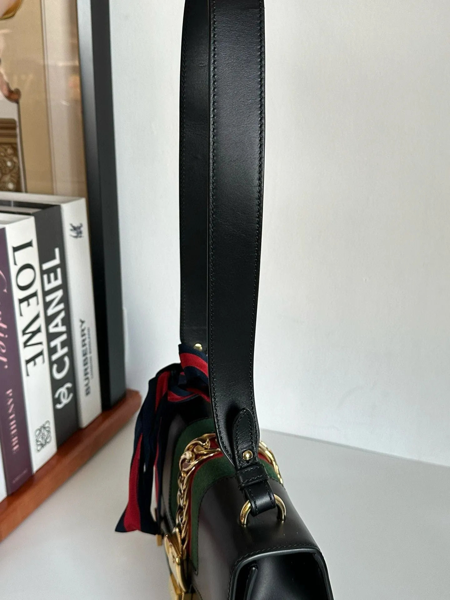 Gucci | Bags | Gucci Black Leather Small Web Sylvie Shoulder Bag #7D