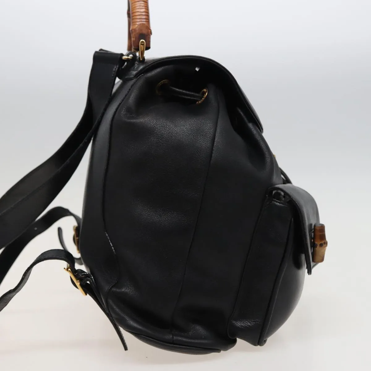 GUCCI Bamboo Backpack Leather Black 003 2058 0016  76392