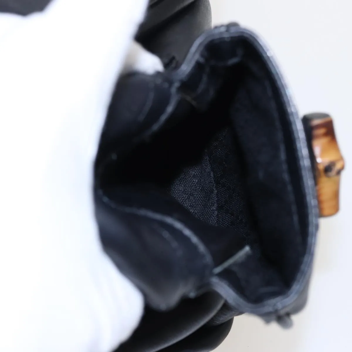 GUCCI Bamboo Backpack Leather Black 003 2058 0016  76392