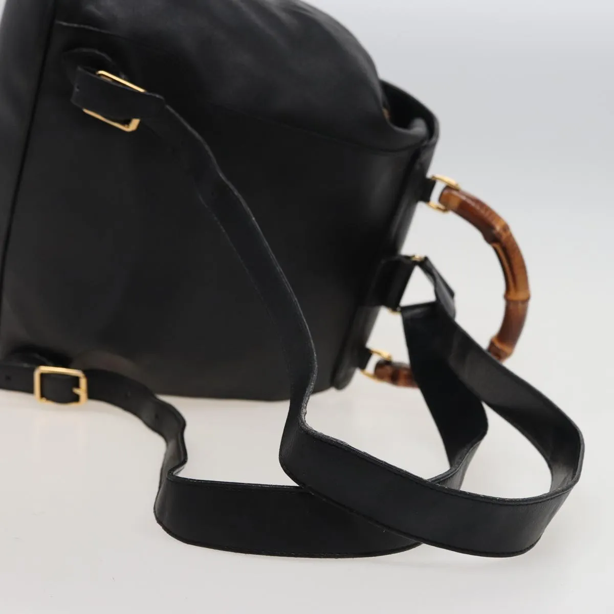 GUCCI Bamboo Backpack Leather Black 003 2058 0016  76392