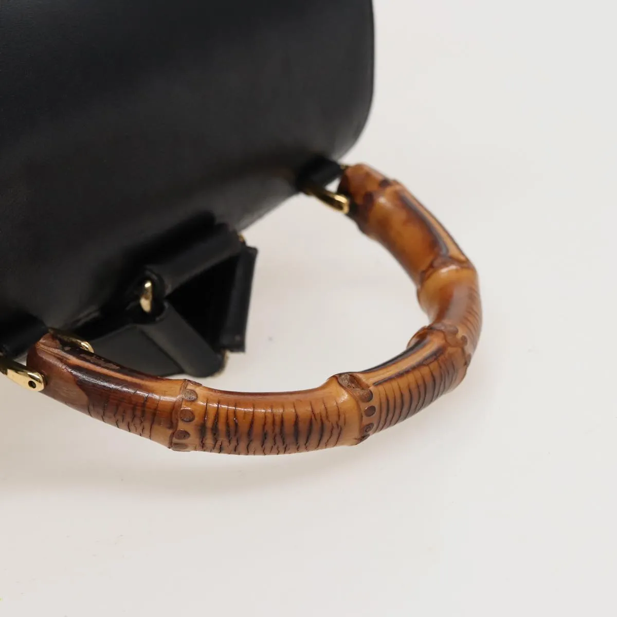 GUCCI Bamboo Backpack Leather Black 003 2058 0016  76392