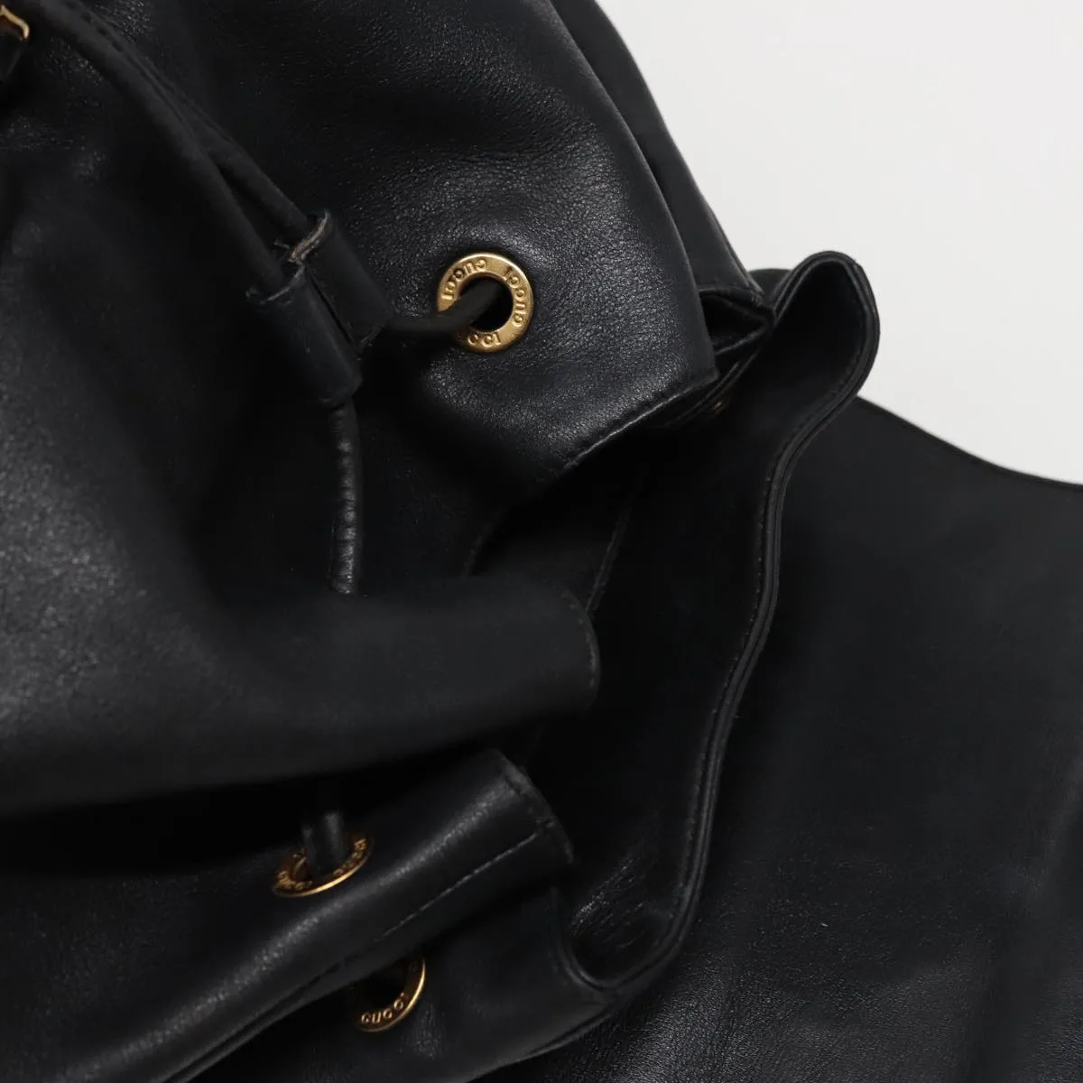 GUCCI Bamboo Backpack Leather Black 003 2058 0016  76392
