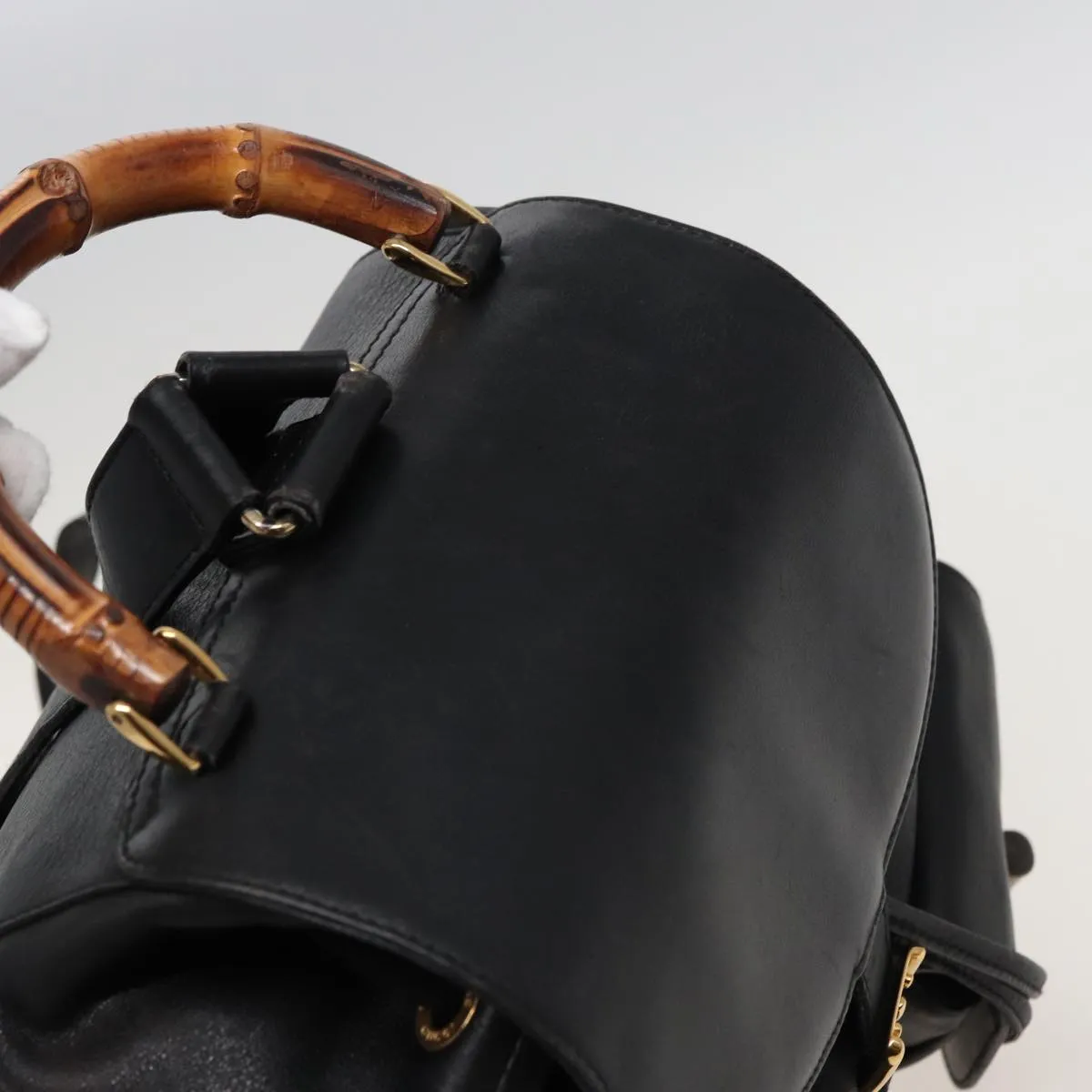 GUCCI Bamboo Backpack Leather Black 003 2058 0016  76392