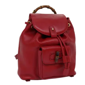 GUCCI Bamboo Backpack Leather Red 003 2852 0030 0  mr165