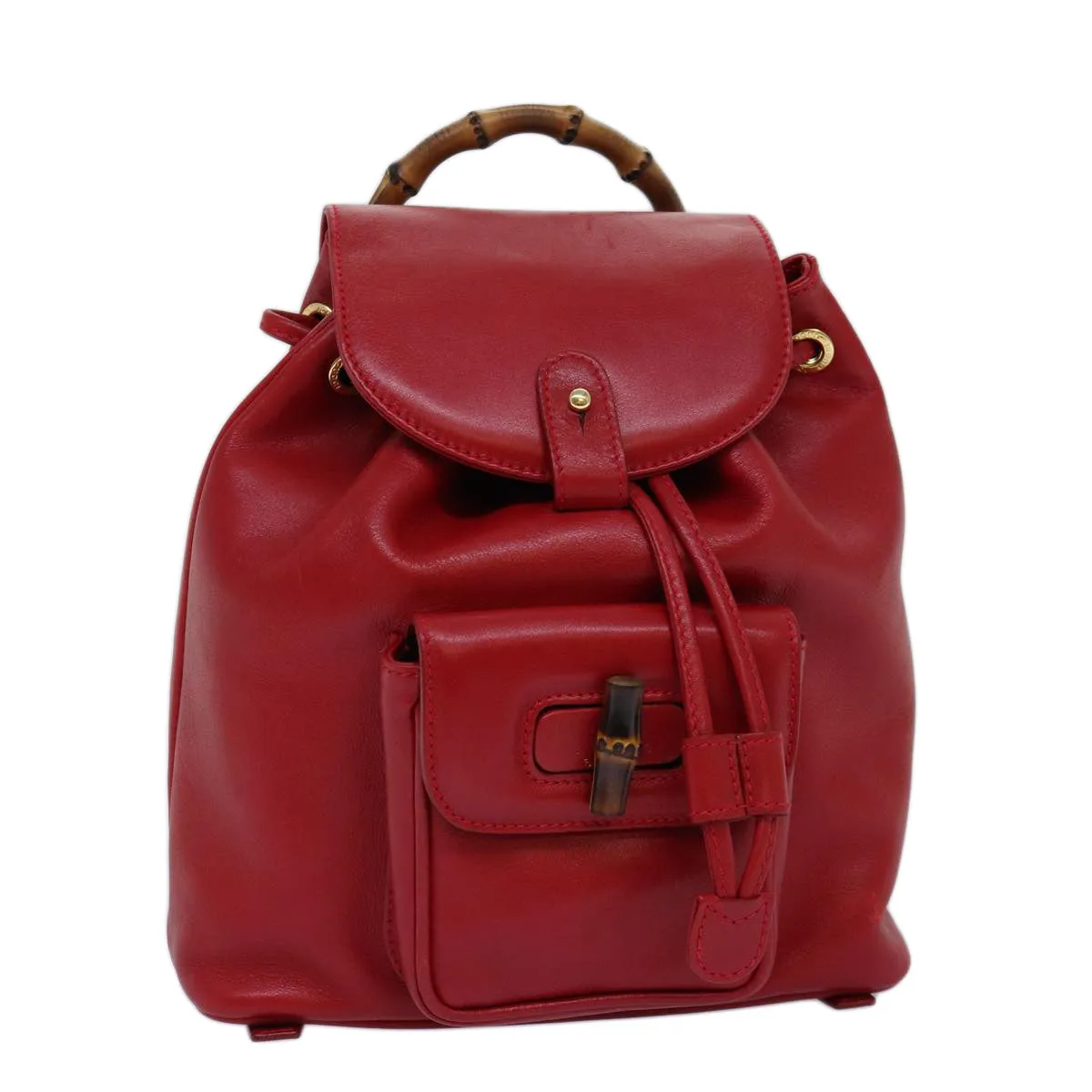 GUCCI Bamboo Backpack Leather Red 003 2852 0030 0  mr165