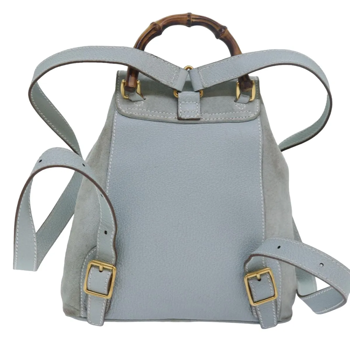 Gucci Bamboo Blue Suede Backpack Bag ()