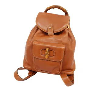 Gucci Bamboo  Leather Backpack Bag ()