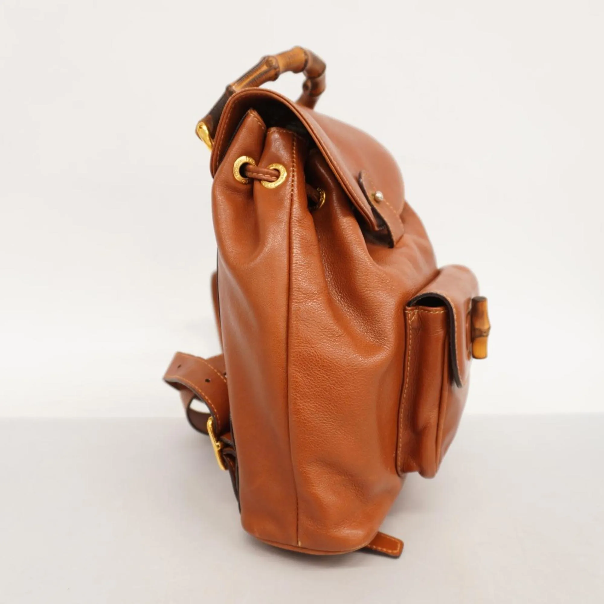 Gucci Bamboo  Leather Backpack Bag ()