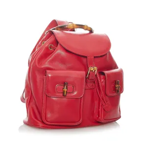 Gucci Bamboo Leather Drawstring Backpack (SHG-32864)