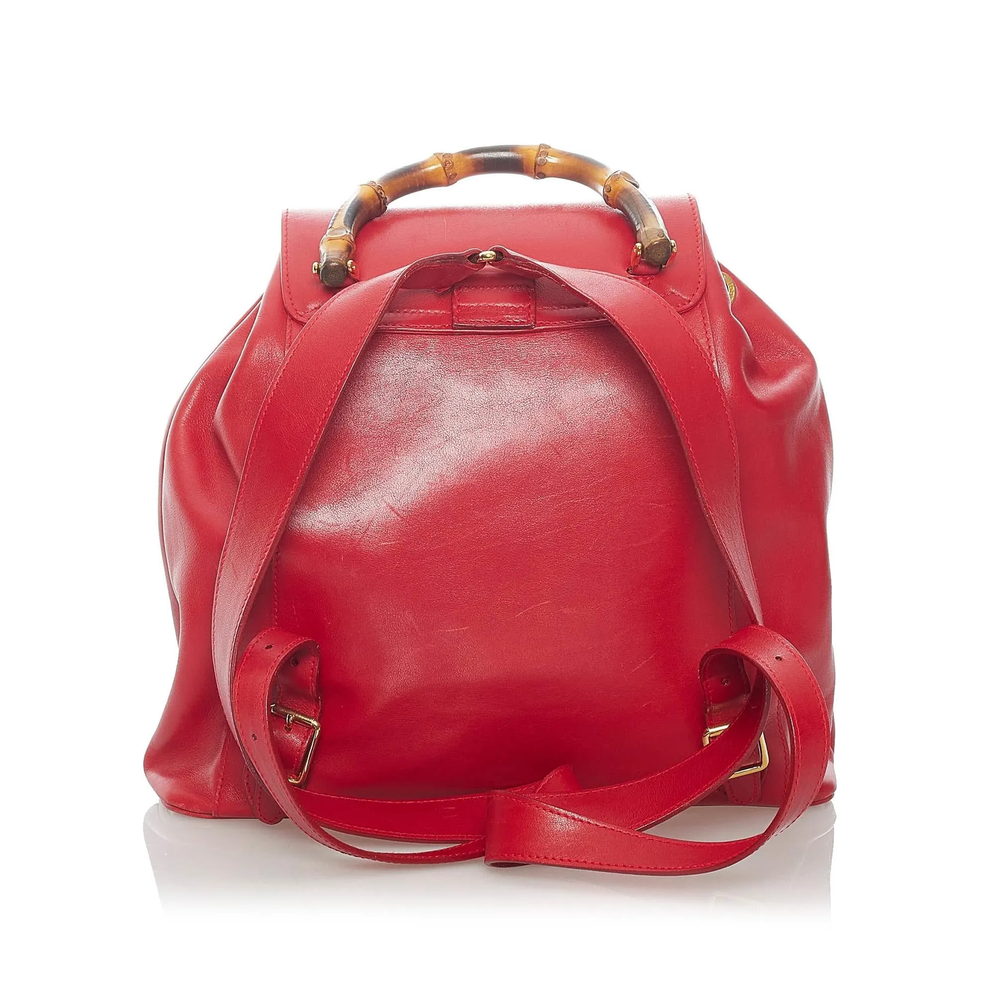 Gucci Bamboo Leather Drawstring Backpack (SHG-32864)