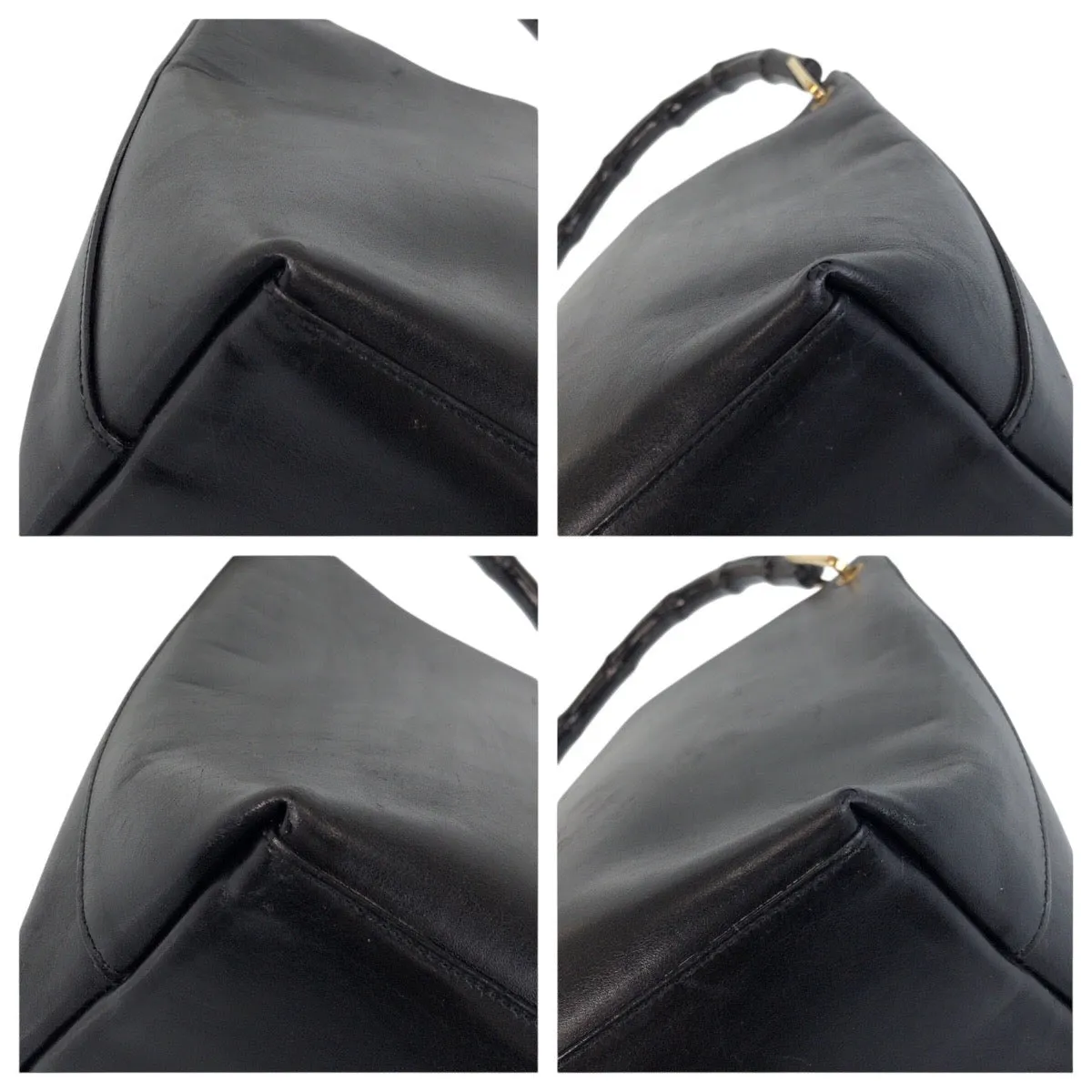 Gucci Bamboo Leather Shoulder Bag with Pouch